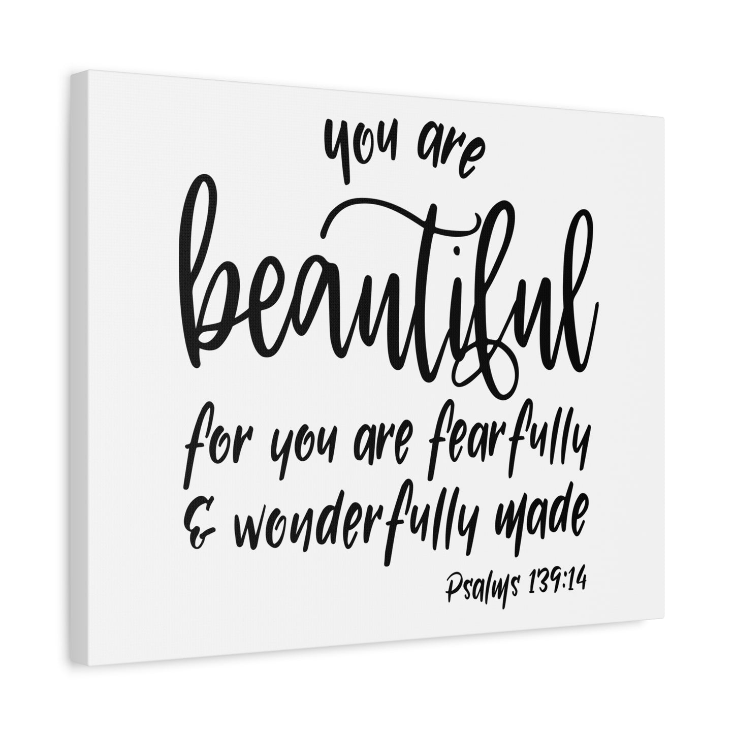 Scripture Canvas You Are Beautiful Psalm 139:14 Christian Wall Art Bible Verse Print Ready to Hang