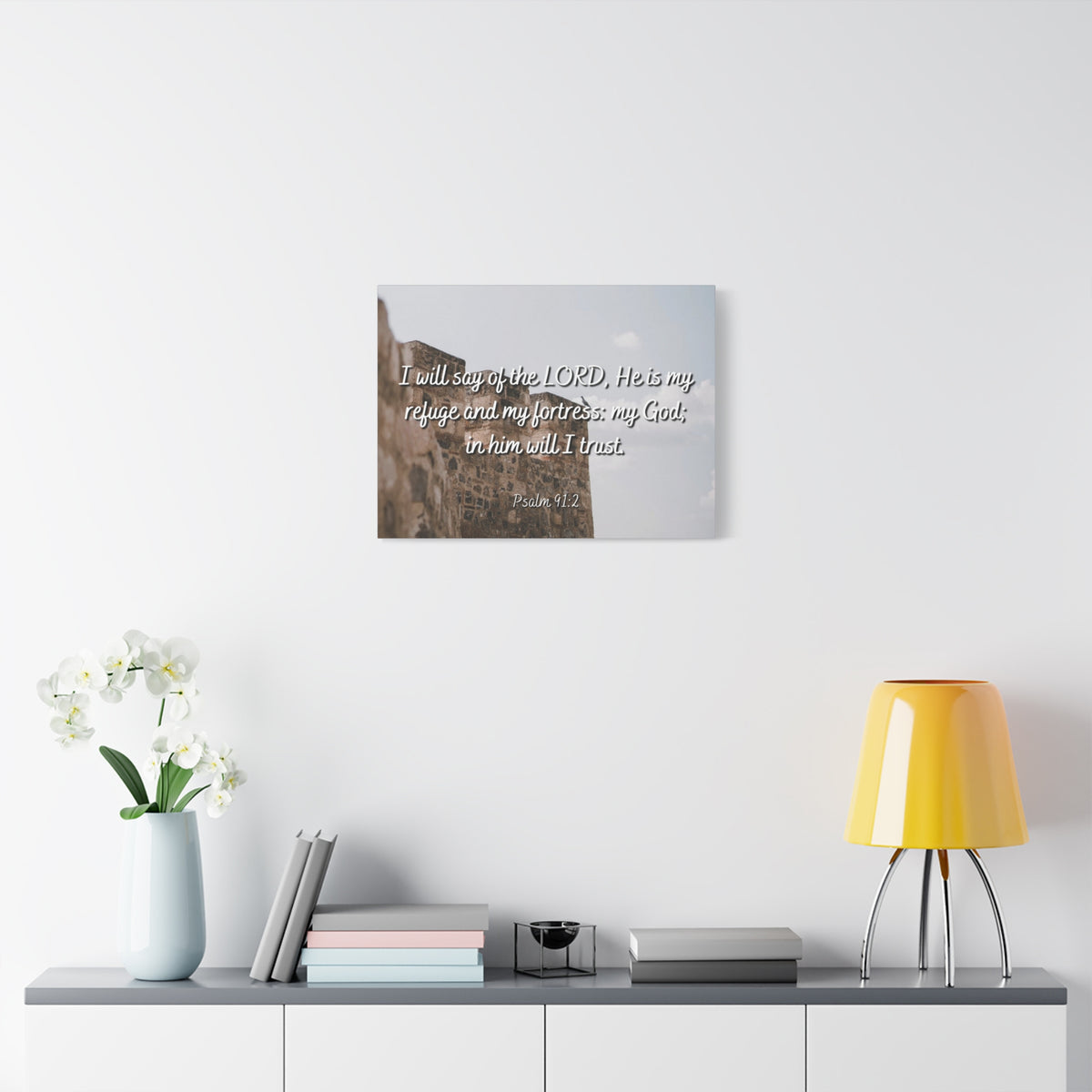 Scripture Canvas My Fortress Psalms 91:2 Christian Wall Art Bible Verse Print Ready to Hang