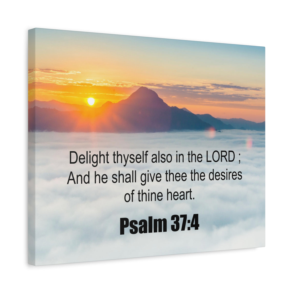 Scripture Canvas Delight Thyself Psalm 37:4 Christian Wall Art Bible Verse Print Ready to Hang