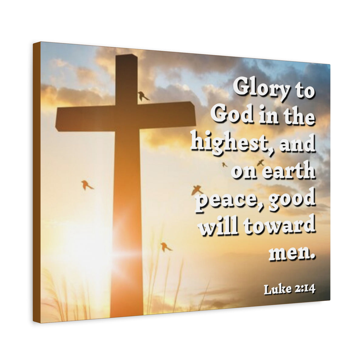 Scripture Canvas Glory To God Luke 2:14 Christian Wall Art Bible Verse Print Ready to Hang