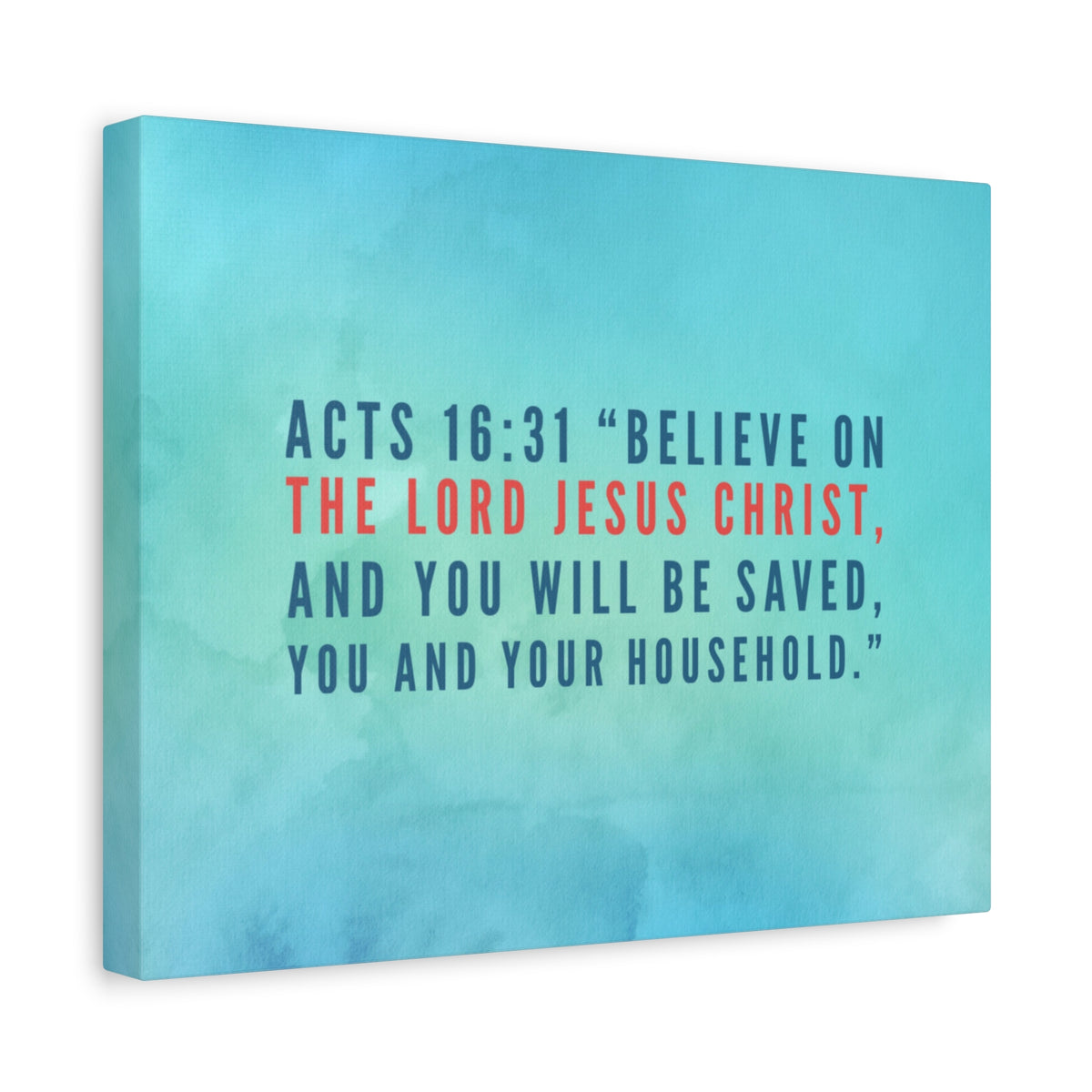 Scripture Canvas You Will Be Saved Acts 16:31 Christian Wall Art Bible Verse Print Ready to Hang