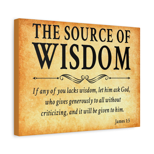 Scripture Walls James 1:5 The Source of Wisdom Gold Bible Verse Canvas Christian Wall Art Ready to Hang Unframed