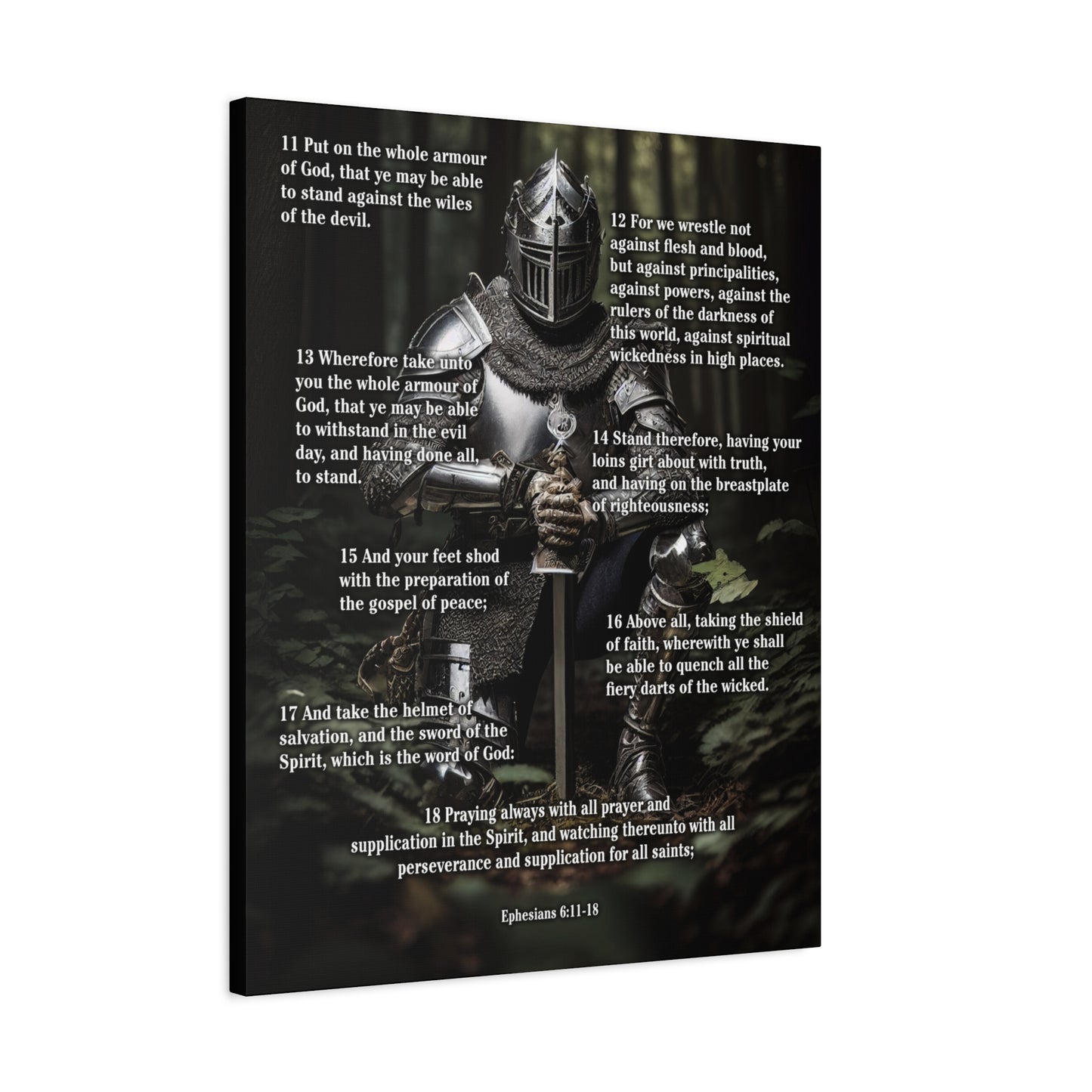 Scripture Walls Armor Of God Ephesians 6:11-18 Soldier Kneels Christian Wall Art Print Ready to Hang Unframed