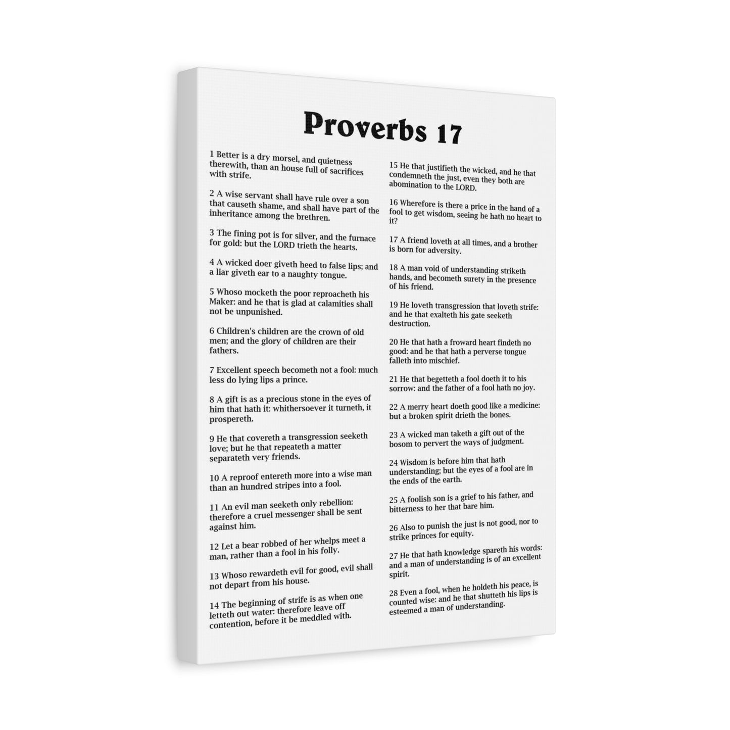 Scripture Walls Proverbs Chapter 17 White Bible Canvas Christian Wall Art Ready to Hang Unframed
