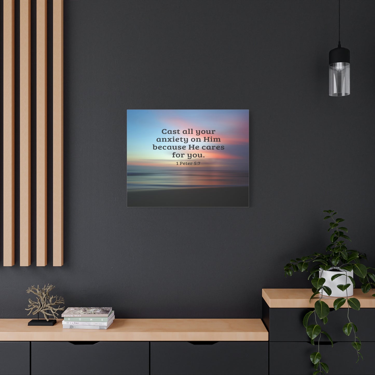 Scripture Walls He Cares For You 1 Peter 5:7 Bible Verse Canvas Christian Wall Art Ready to Hang