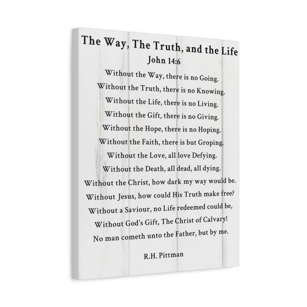 Scripture Walls Way Truth Life John 14:6 White Bible Verse Canvas Christian Wall Art Ready to Hang Unframed