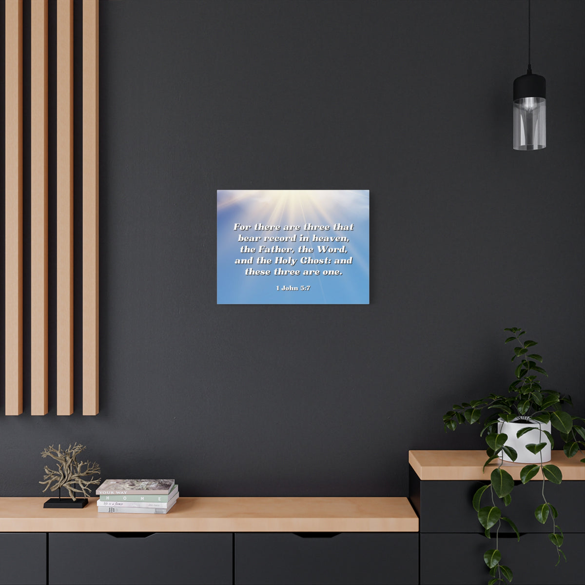 Scripture Canvas Three Are One 1 John 5:7 Christian Wall Art Bible Verse Print Ready to Hang