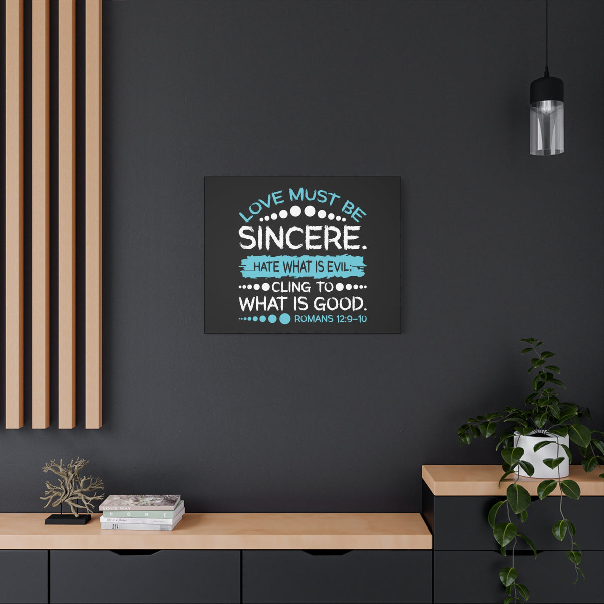 Scripture Canvas Love Must Be Sincere Romans 12:9-10 Christian Wall Art Bible Verse Print Ready to Hang