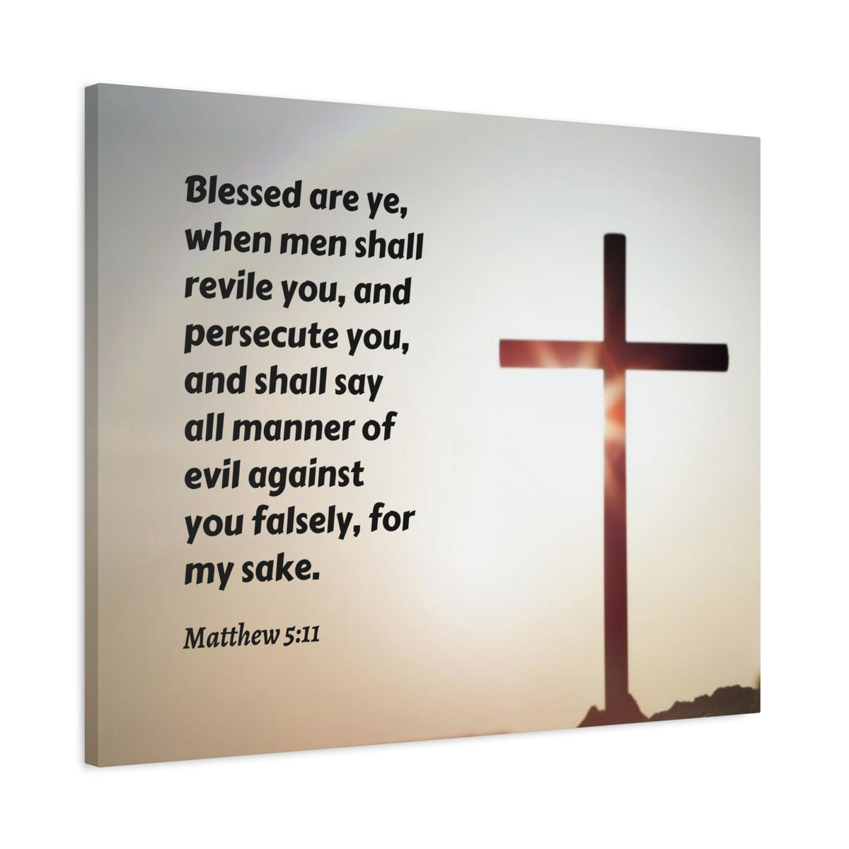 Scripture Canvas All Manner Matthew 5:11 Christian Wall Art Bible Verse Print Ready to Hang