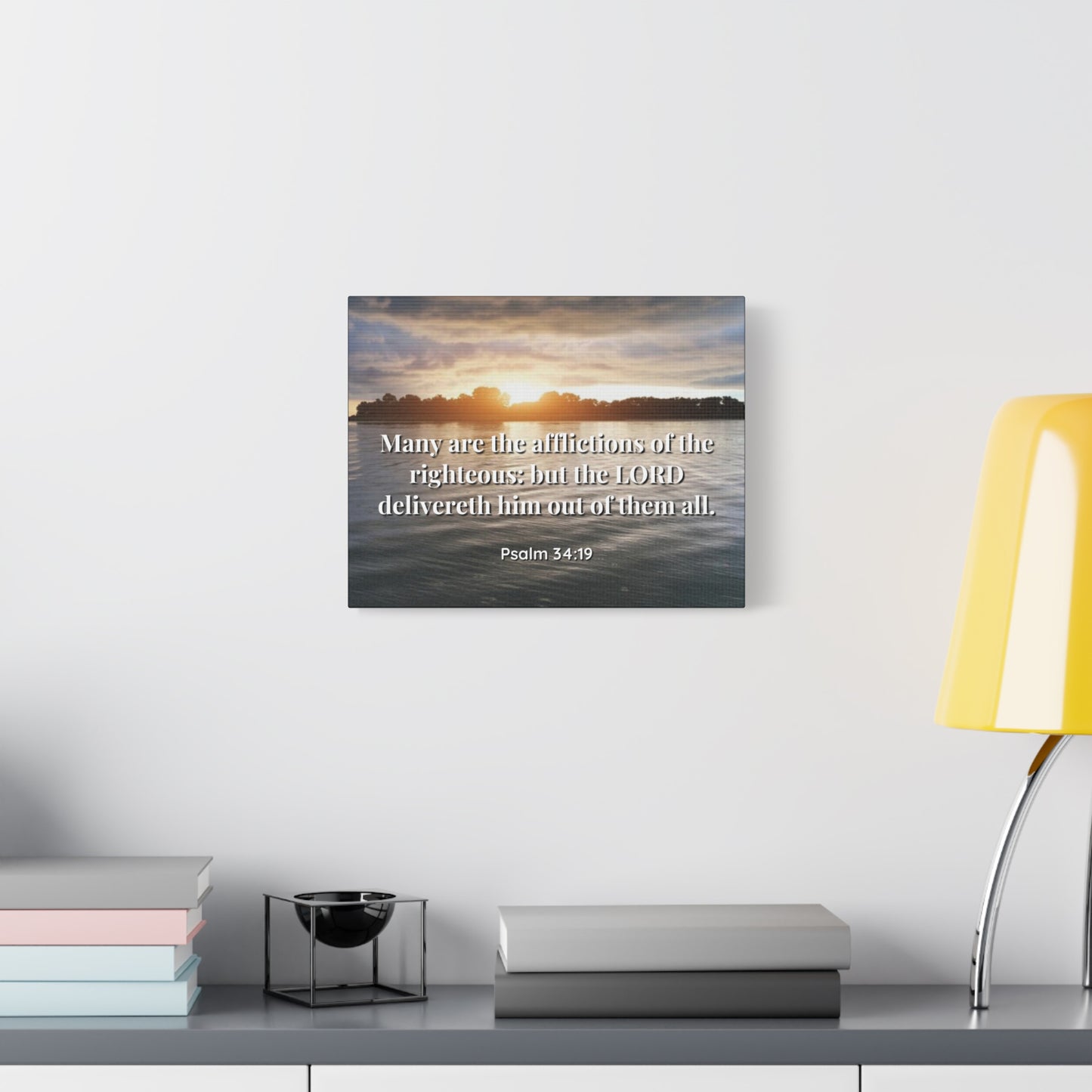 Scripture Canvas The Afflictions Psalm 34:19 Christian Wall Art Bible Verse Print Ready to Hang