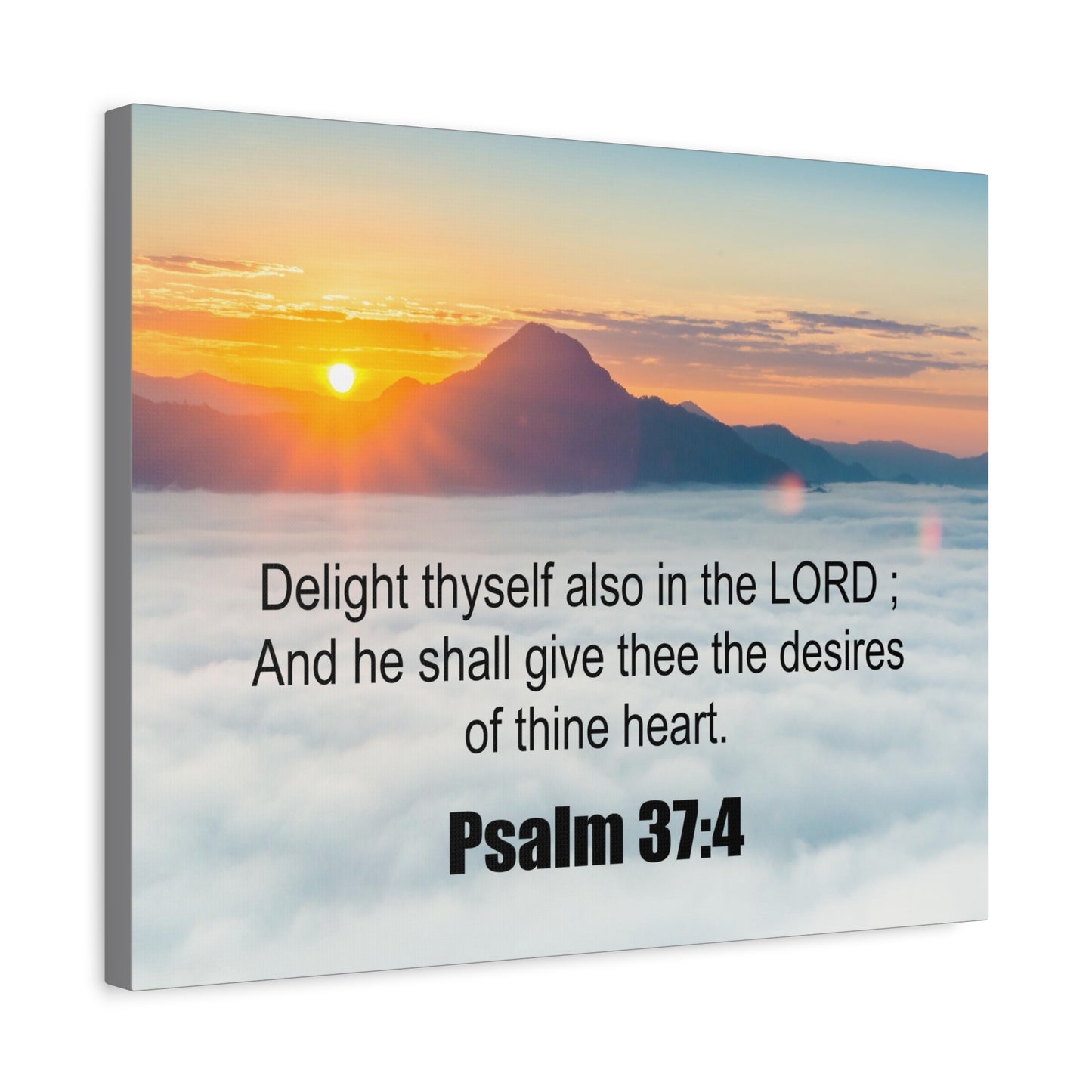 Scripture Canvas Delight Thyself Psalm 37:4 Christian Wall Art Bible Verse Print Ready to Hang