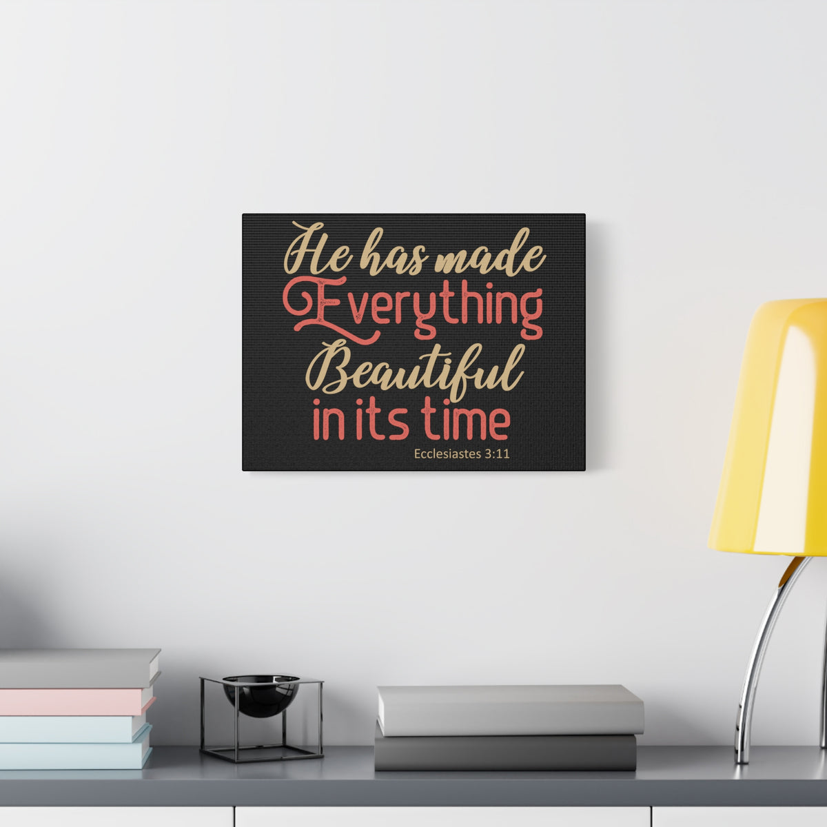 Scripture Canvas Everything Beautiful Ecclesiastes 3:11 Christian Wall Art Bible Verse Print Ready to Hang