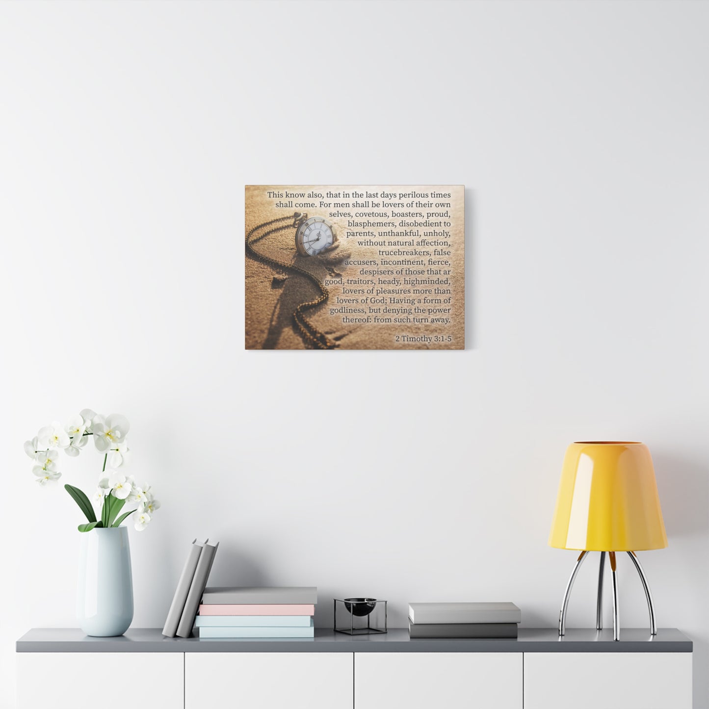 Scripture Canvas Perilous Times 2 Timothy 3:1-5 Christian Wall Art Bible Verse Print Ready to Hang