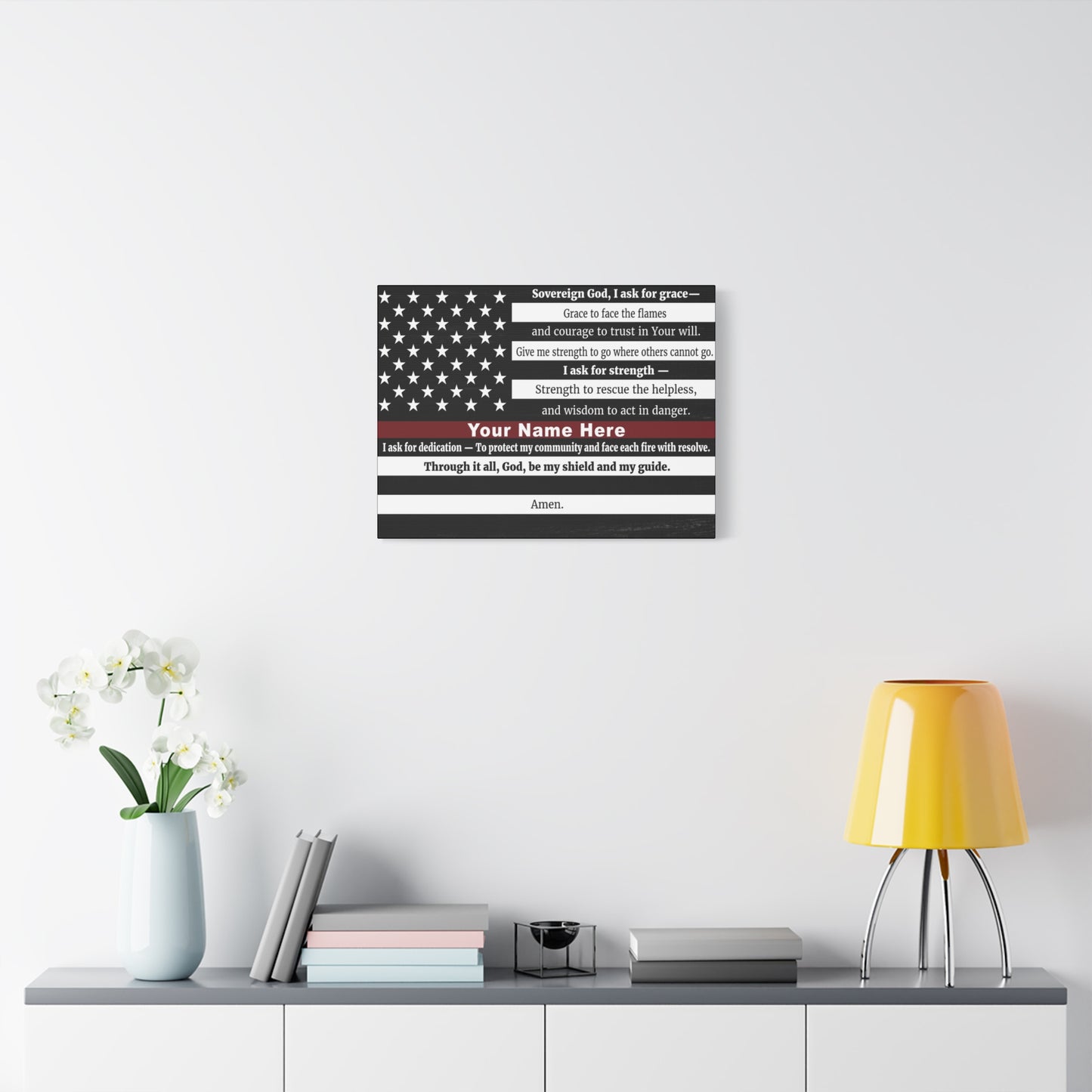 Personalized Firefighter's Prayer Bible Canvas Christian Wall Art Ready to Hang Unframed