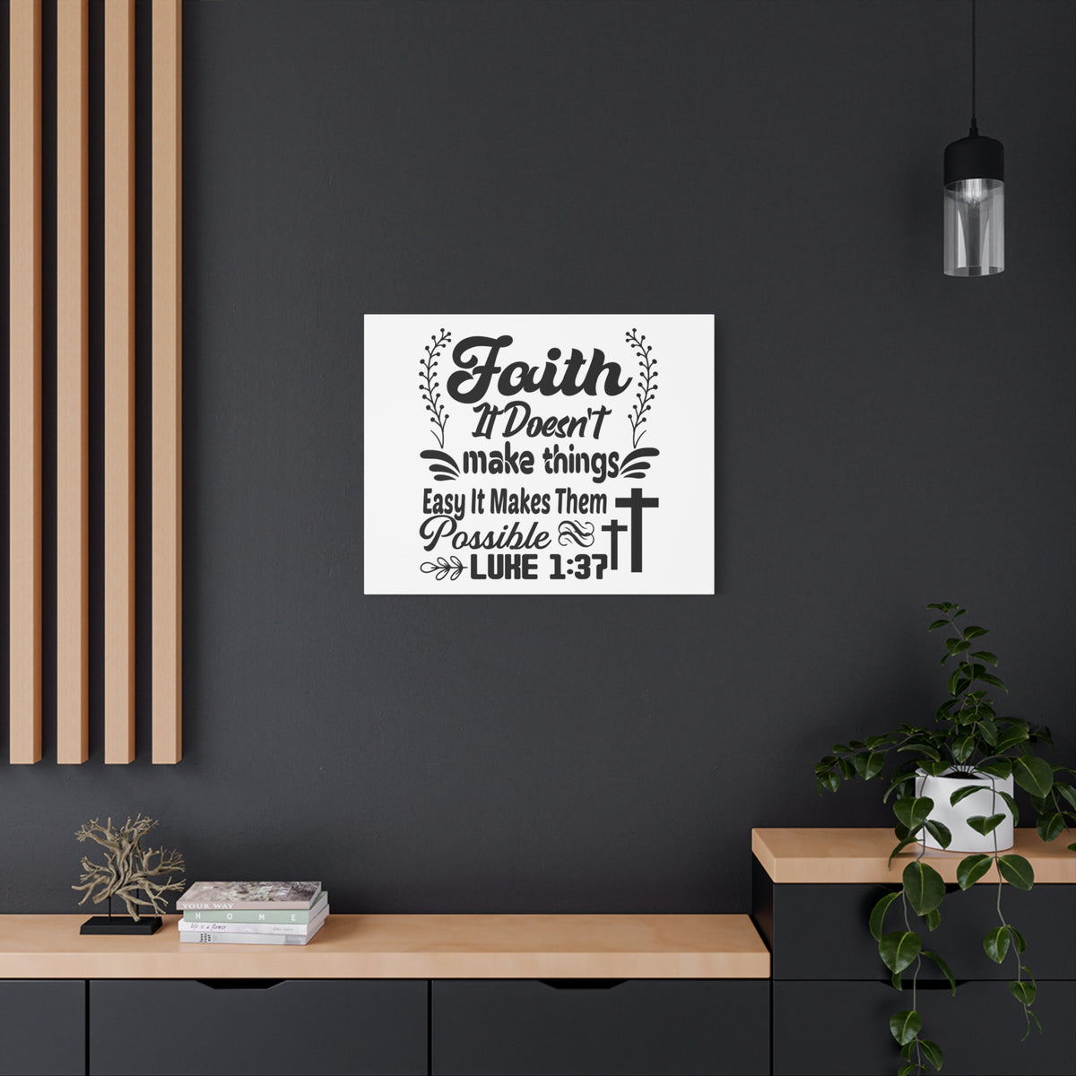 Scripture Canvas Faith Makes Them Possible Luke 1:37 Christian Wall Art Bible Verse Print Ready to Hang