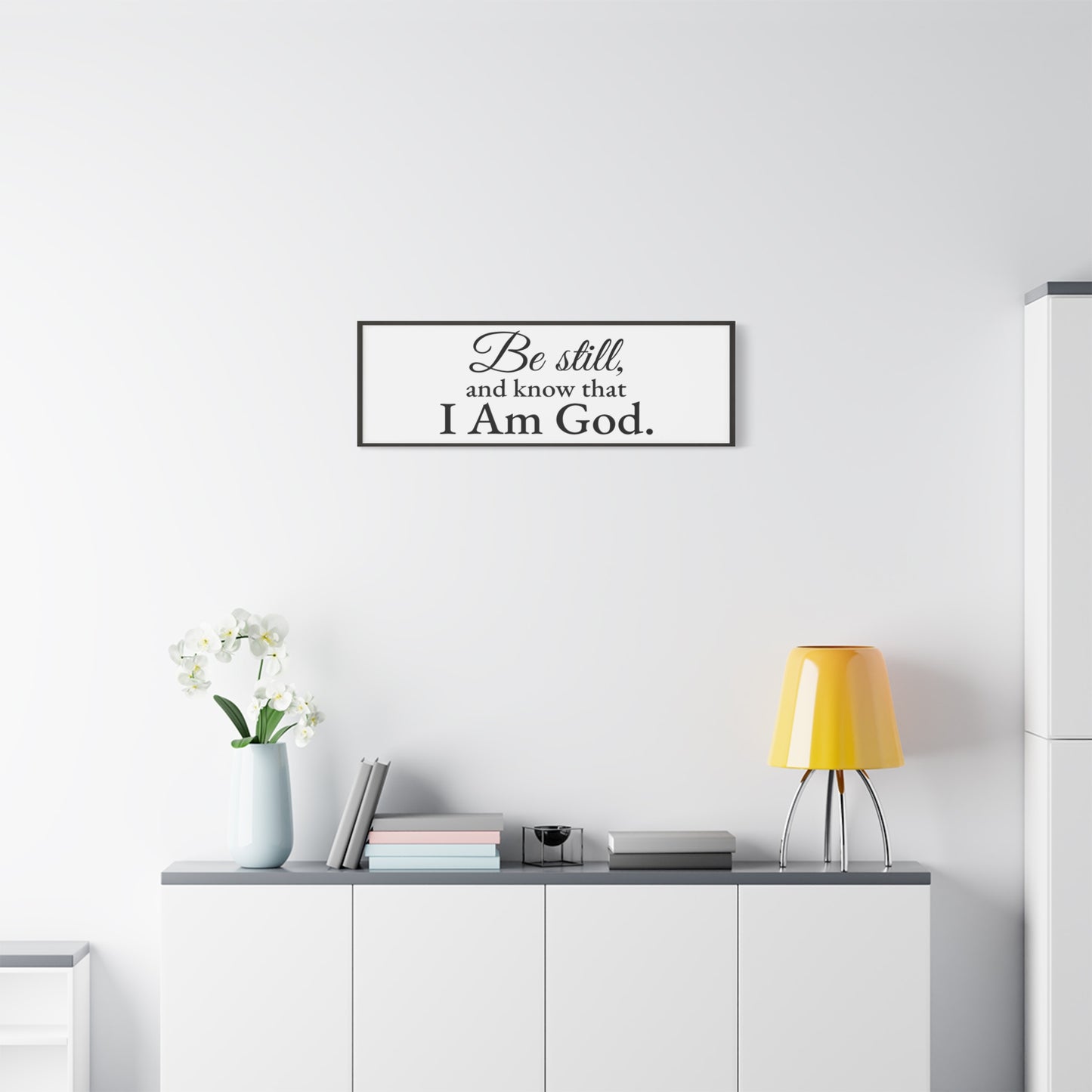 Scripture Walls Be Still Psalm 46:10 White Bible Verse Canvas Christian Wall Art Ready to Hang Unframed