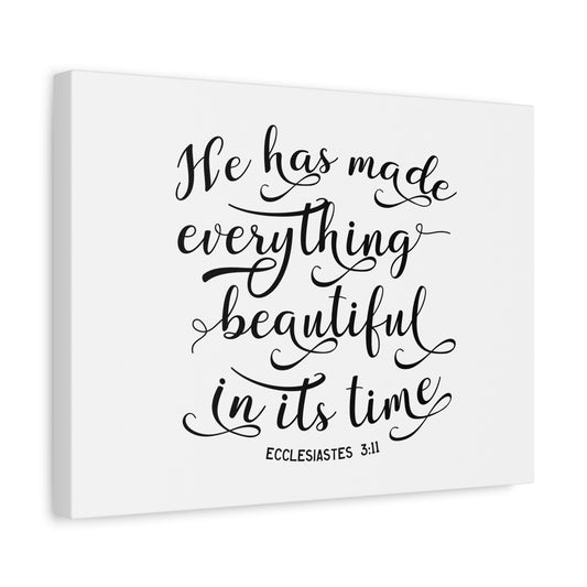 Scripture Canvas Beautiful In It's Time Ecclesiastes 3:11 Christian Wall Art Bible Verse Print Ready to Hang