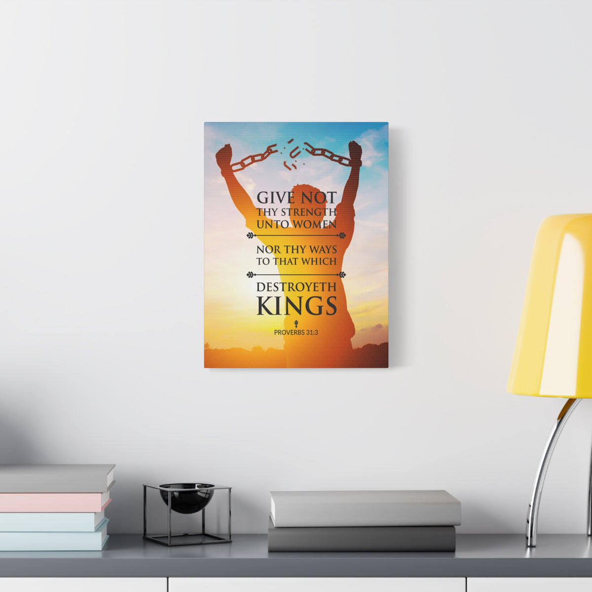 Scripture Canvas Destroyeth Kings Proverbs 31:3 Christian Wall Art Bible Verse Print Ready to Hang