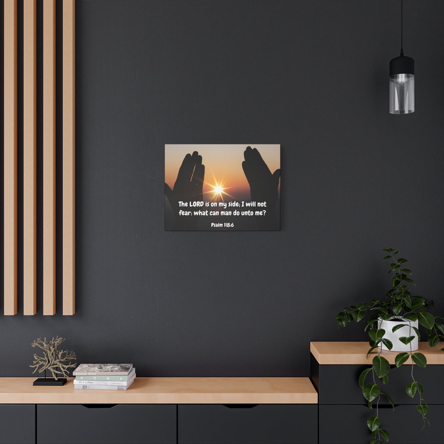 Scripture Canvas God Is On My Side Psalm 118:6 Christian Wall Art Bible Verse Print Ready to Hang