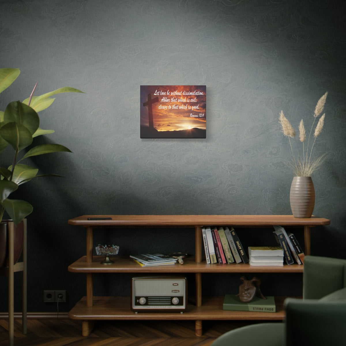 Scripture Canvas Love Without Dissimulation Romans 12:9 Christian Wall Art Bible Verse Print Ready to Hang