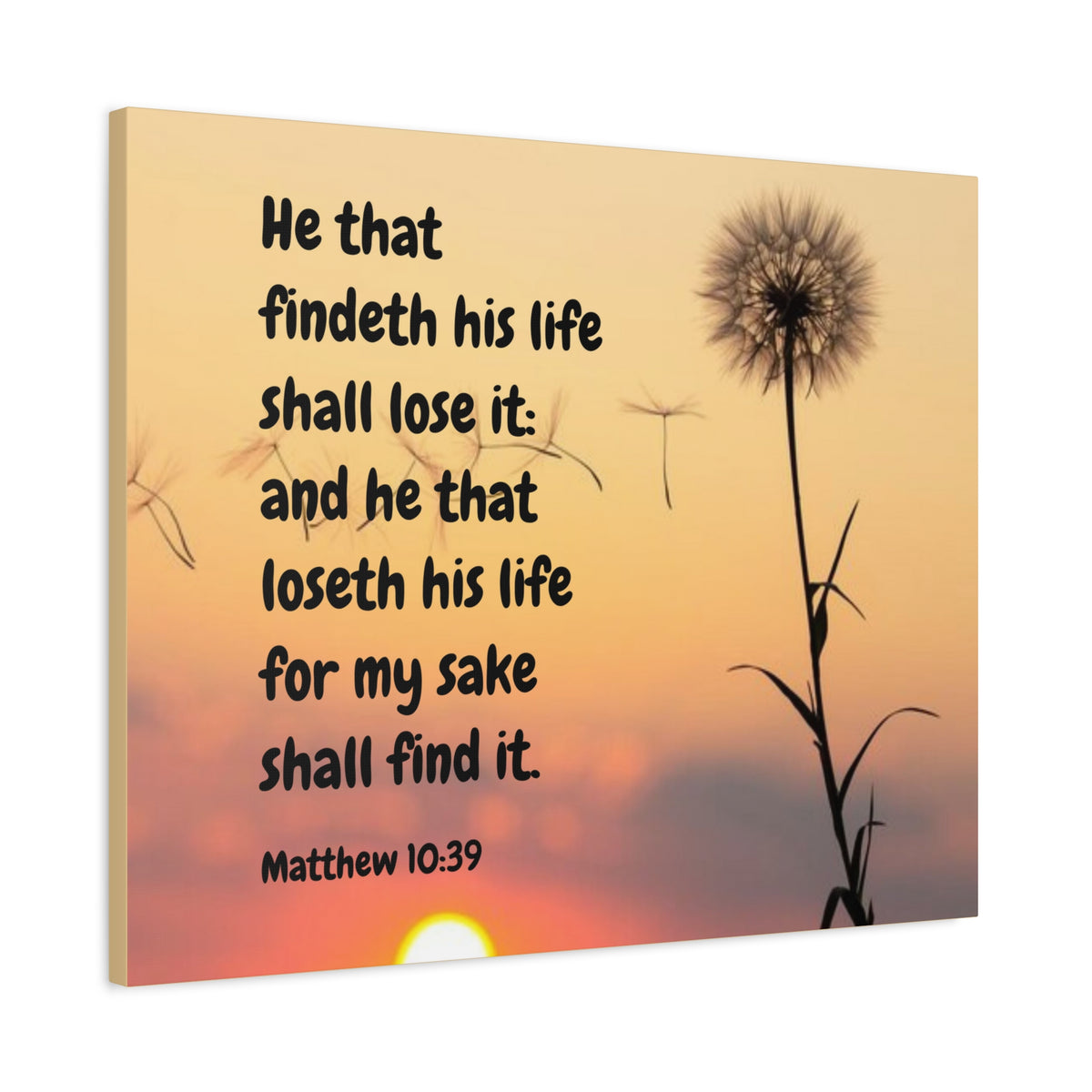 Scripture Canvas Life Matthew 10:39 Christian Wall Art Bible Verse Print Ready to Hang