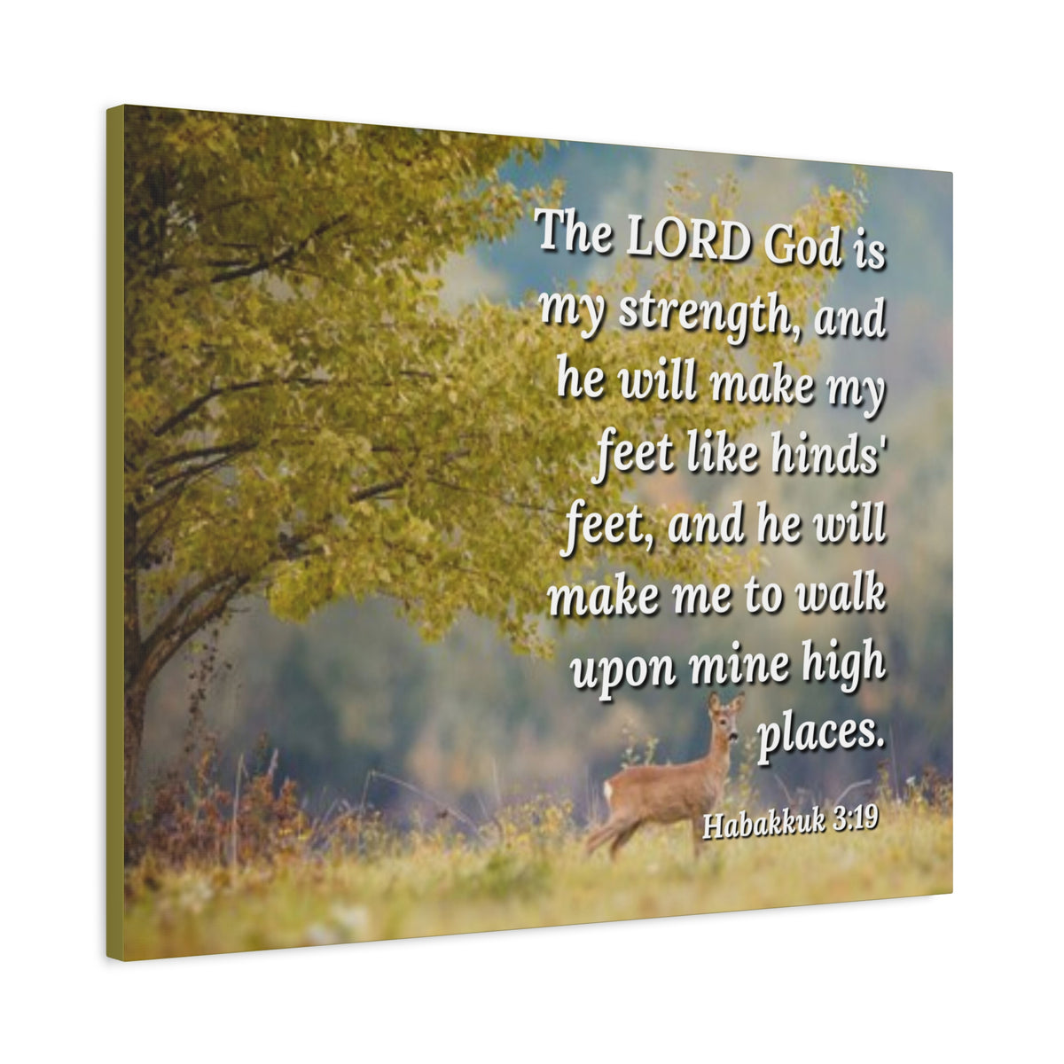 Scripture Canvas My Strength Habakkuk 3:19 Christian Wall Art Bible Verse Print Ready to Hang