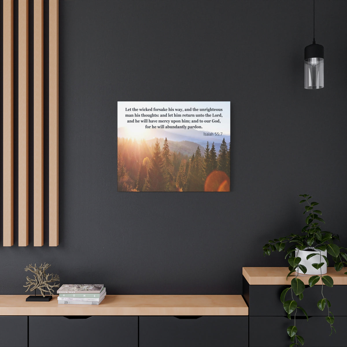 Scripture Canvas Abundantly Pardon Isaiah 55:7 Christian Wall Art Bible Verse Print Ready to Hang