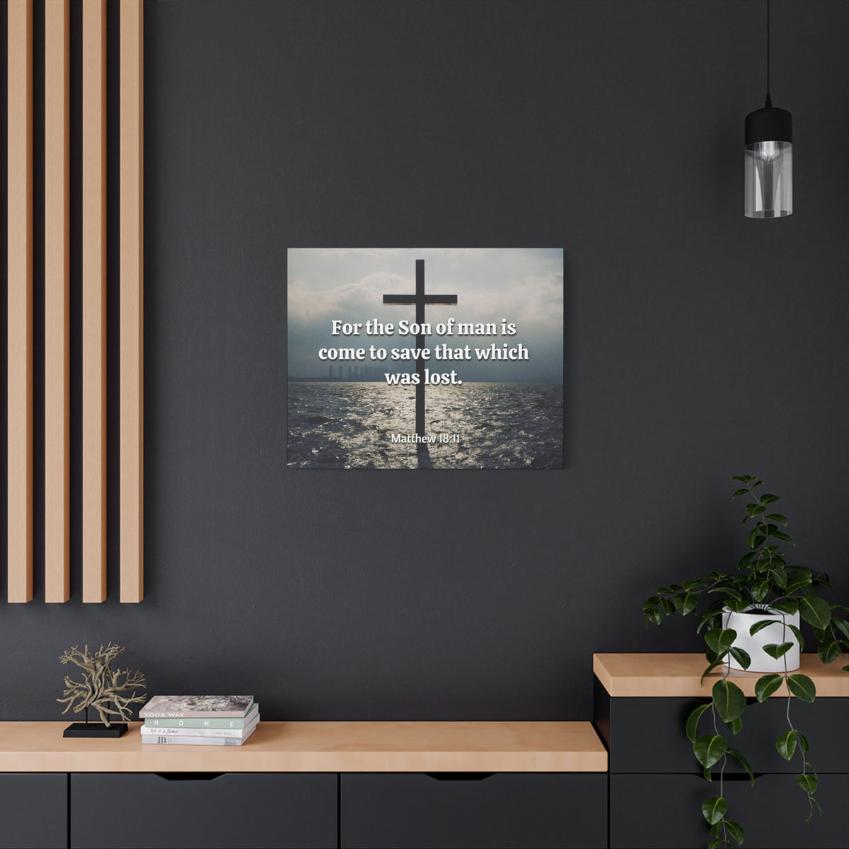 Scripture Canvas Christ Saves Matthew 18:11 Christian Wall Art Bible Verse Print Ready to Hang