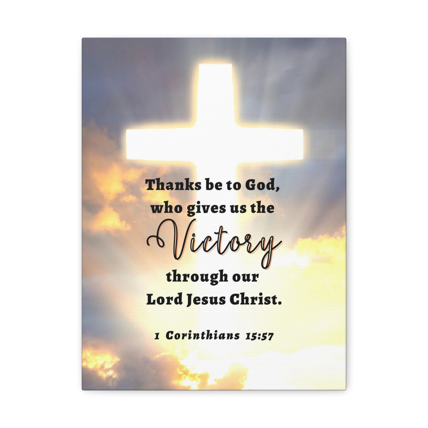 Victory In Christ 1 Corinthians 15:57 Bible Verse Canvas Christian Wall Art Ready to Hang