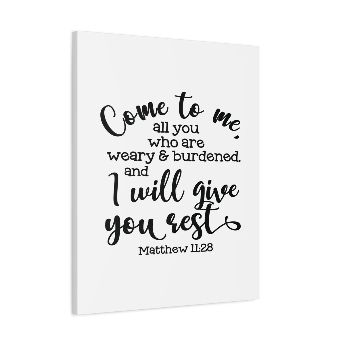 Scripture Canvas Give You Rest Matthew 11:28 Christian Wall Art Bible Verse Print Ready to Hang