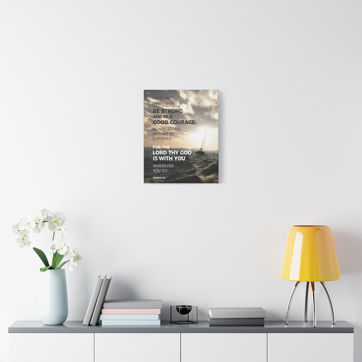 Scripture Canvas Good Courage Joshua 1:9 Sea Christian Wall Art Bible Verse Print Ready to Hang