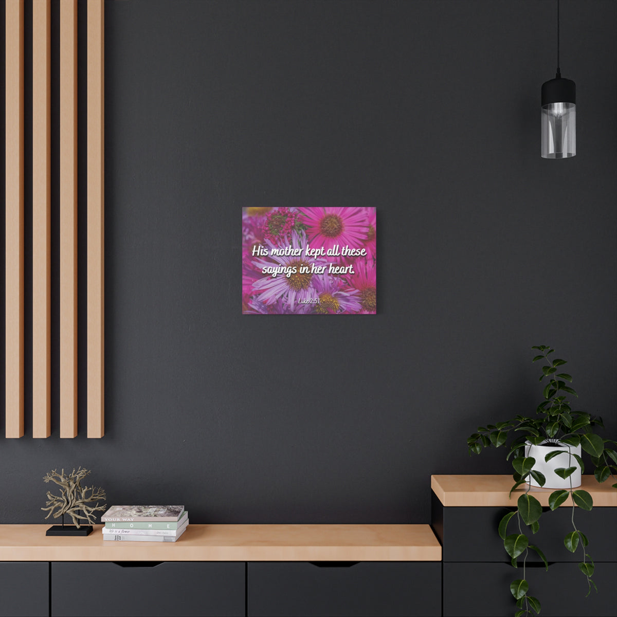 Scripture Canvas Sayings In Her Heart Luke 2:51 Christian Wall Art Bible Verse Print Ready to Hang
