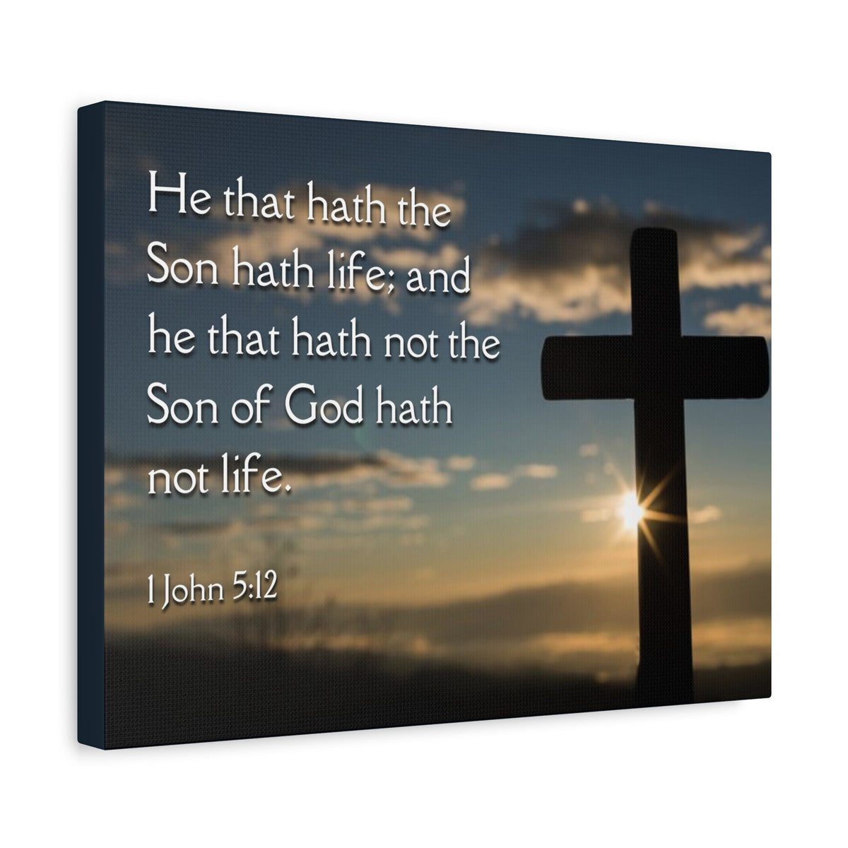 Scripture Canvas Son Of God 1 John 5:12 Christian Wall Art Bible Verse Print Ready to Hang