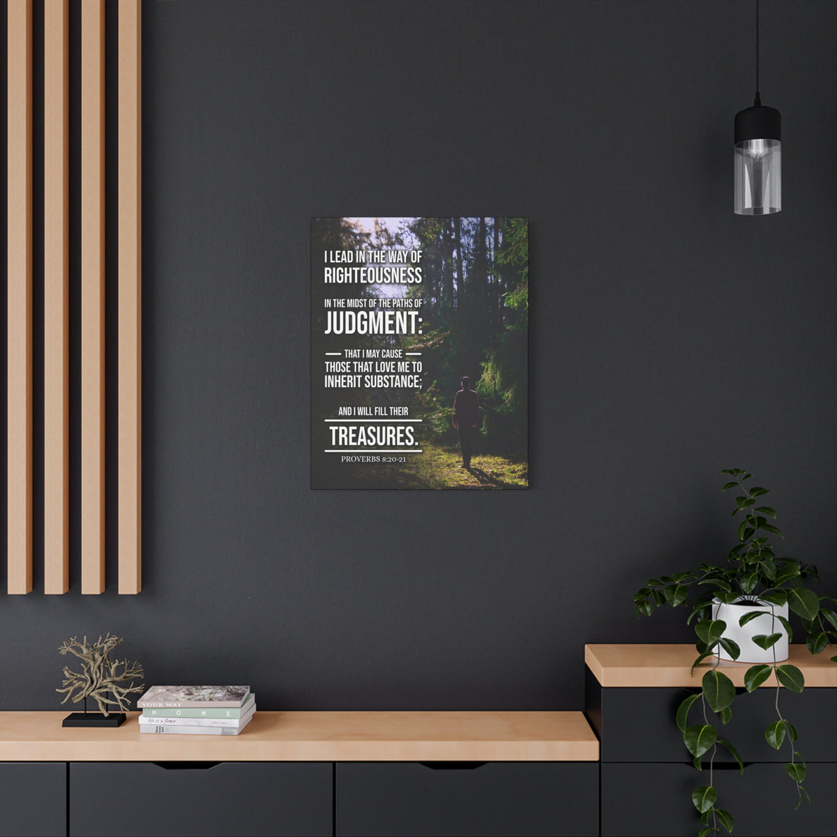 Scripture Canvas Paths of Judgment Proverbs 8:20‭-‬2 Christian Wall Art Bible Verse Print Ready to Hang