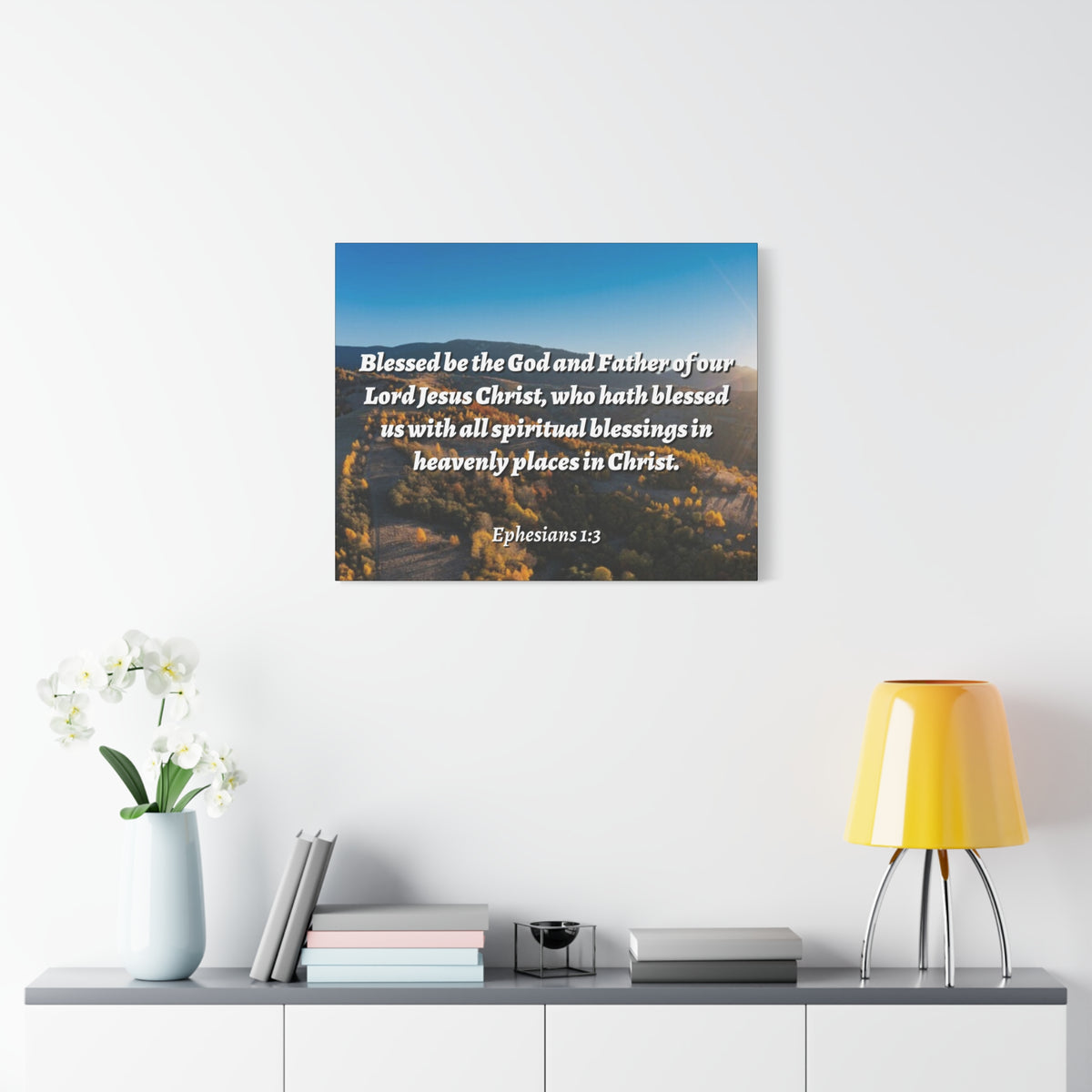 Scripture Canvas Spiritual Blessings Ephesians 1:3 Christian Wall Art Bible Verse Print Ready to Hang