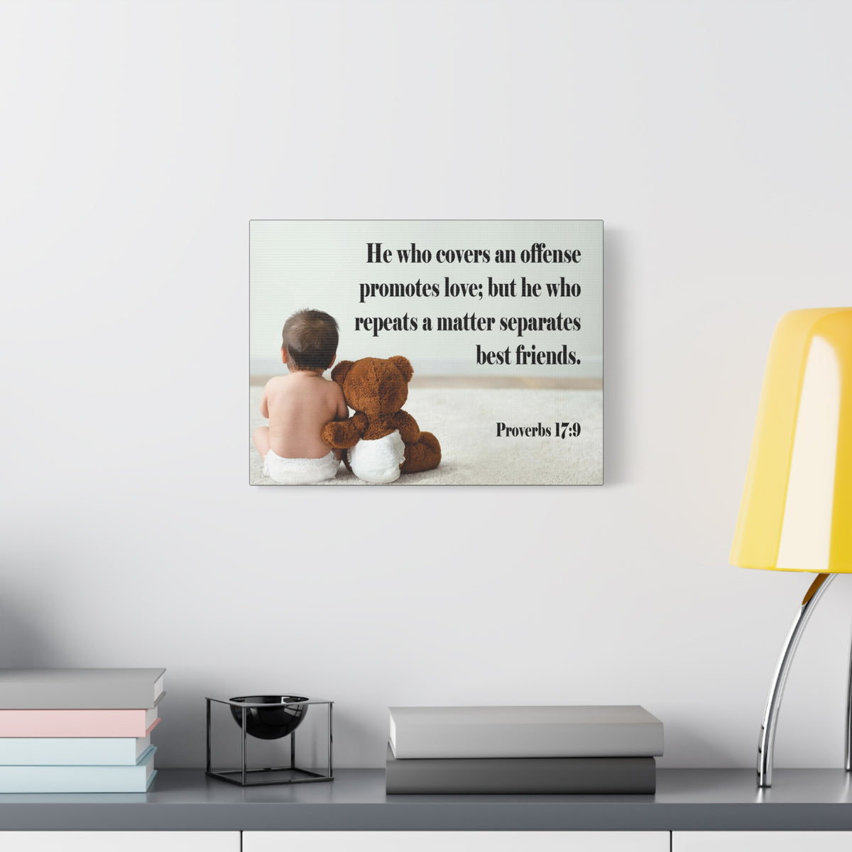 Scripture Canvas Best Friends Proverbs 17:9 Christian Wall Art Bible Verse Print Ready to Hang