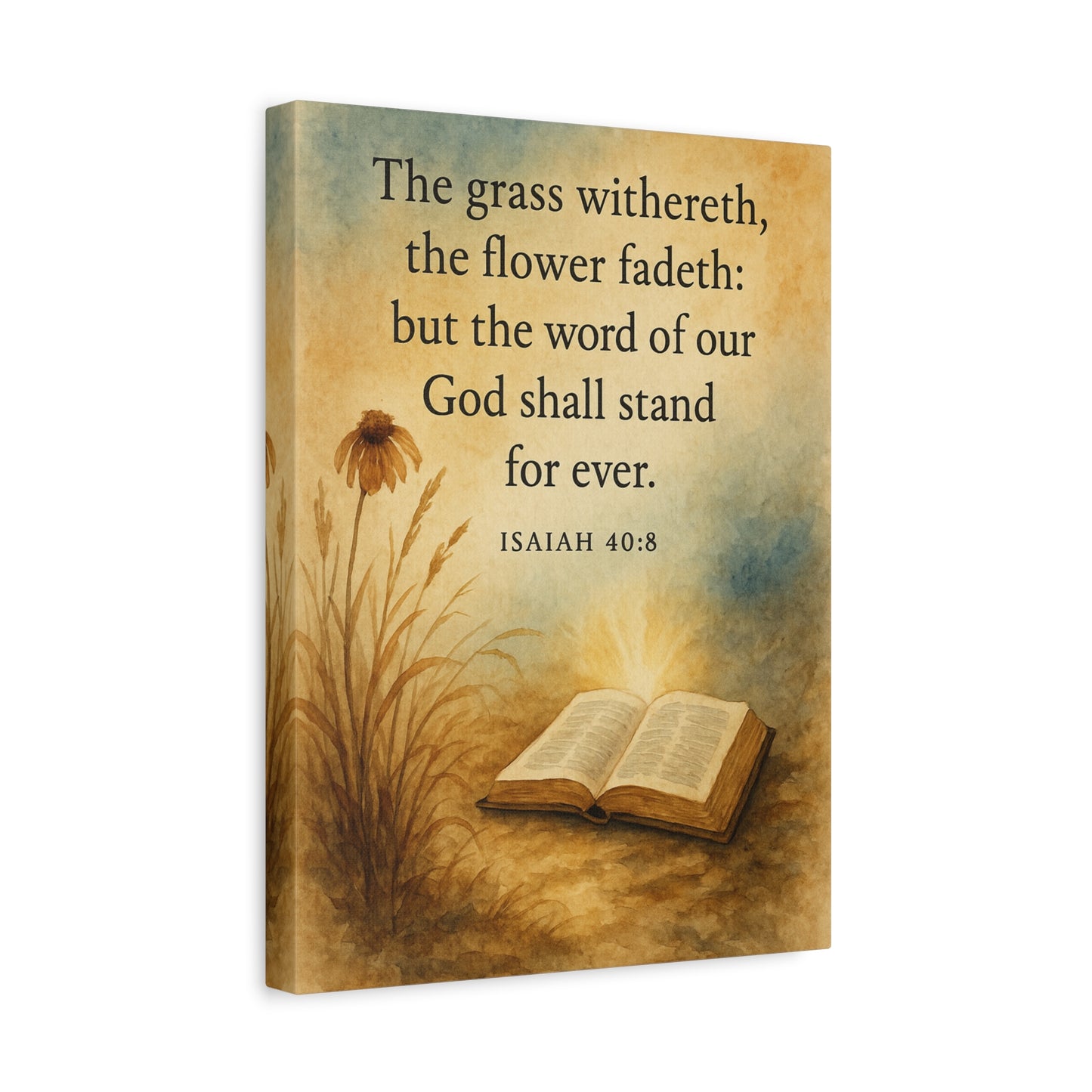Bible Verse Canvas Isaiah 40:8 Christian Home Décor Wall Art Scripture Ready to Hang Faith Print