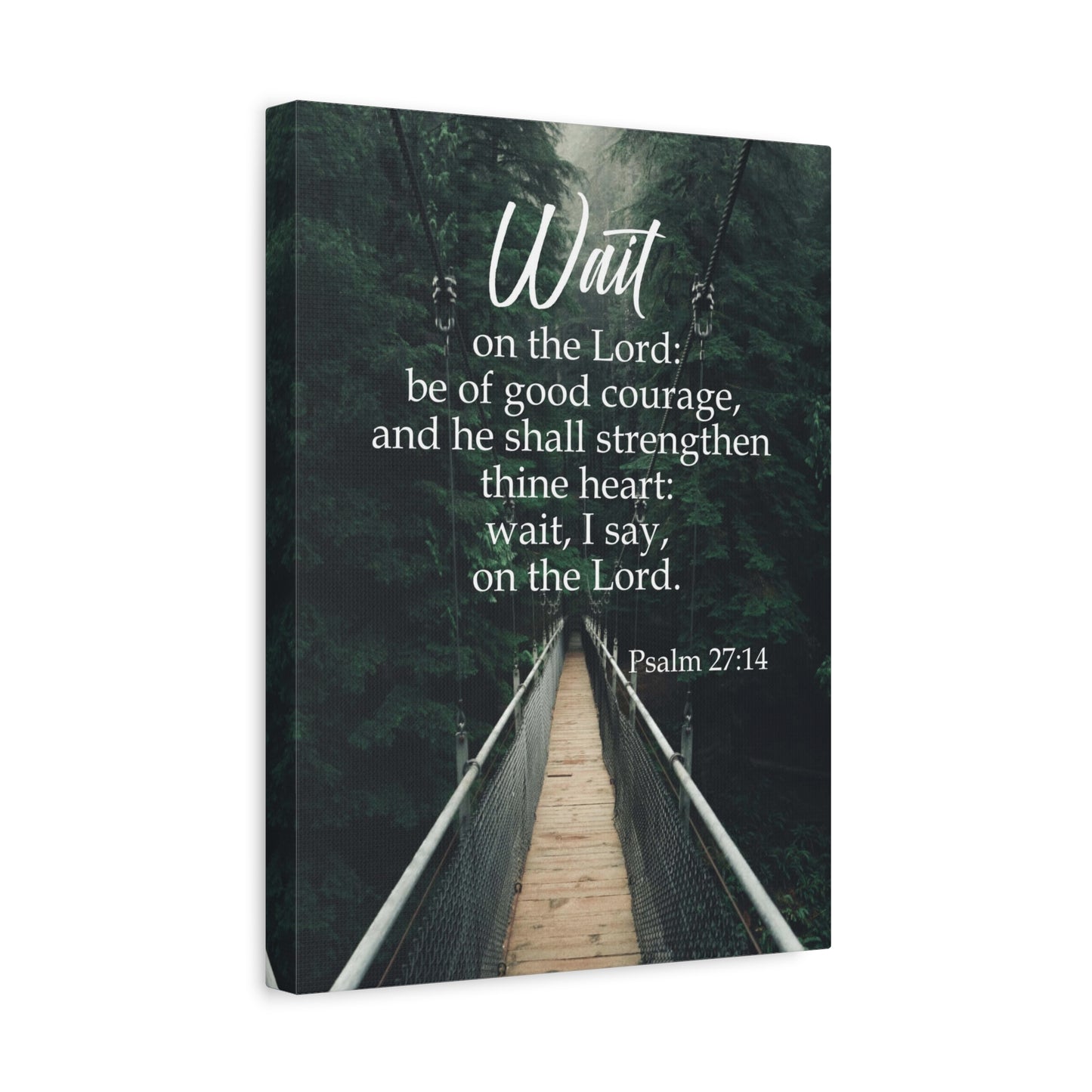 Bible Verse Canvas Wait on the Lord Psalm 27:14 Wall Art Christian Home Decor