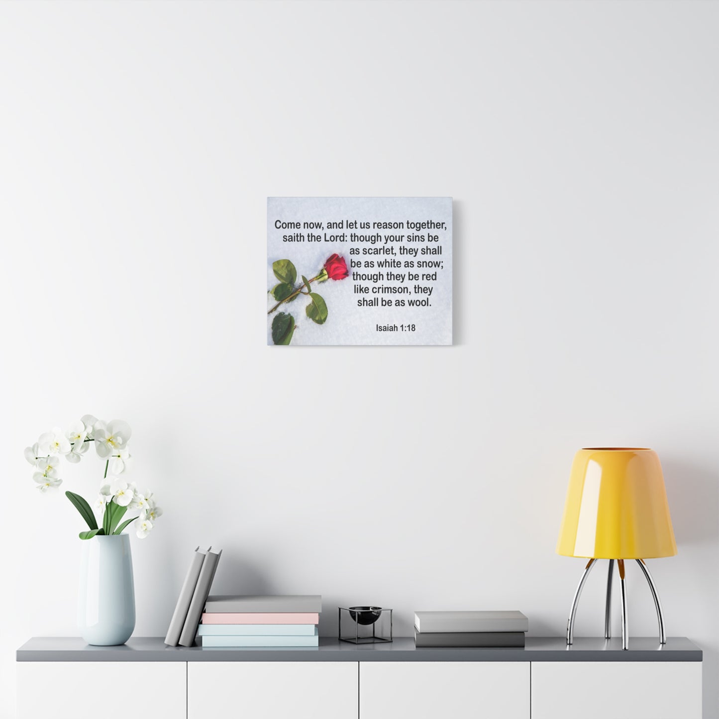 Bible Verse Canvas Come Now Isaiah 1:18 Christian Home Décor Wall Art Scripture Ready to Hang Faith Print