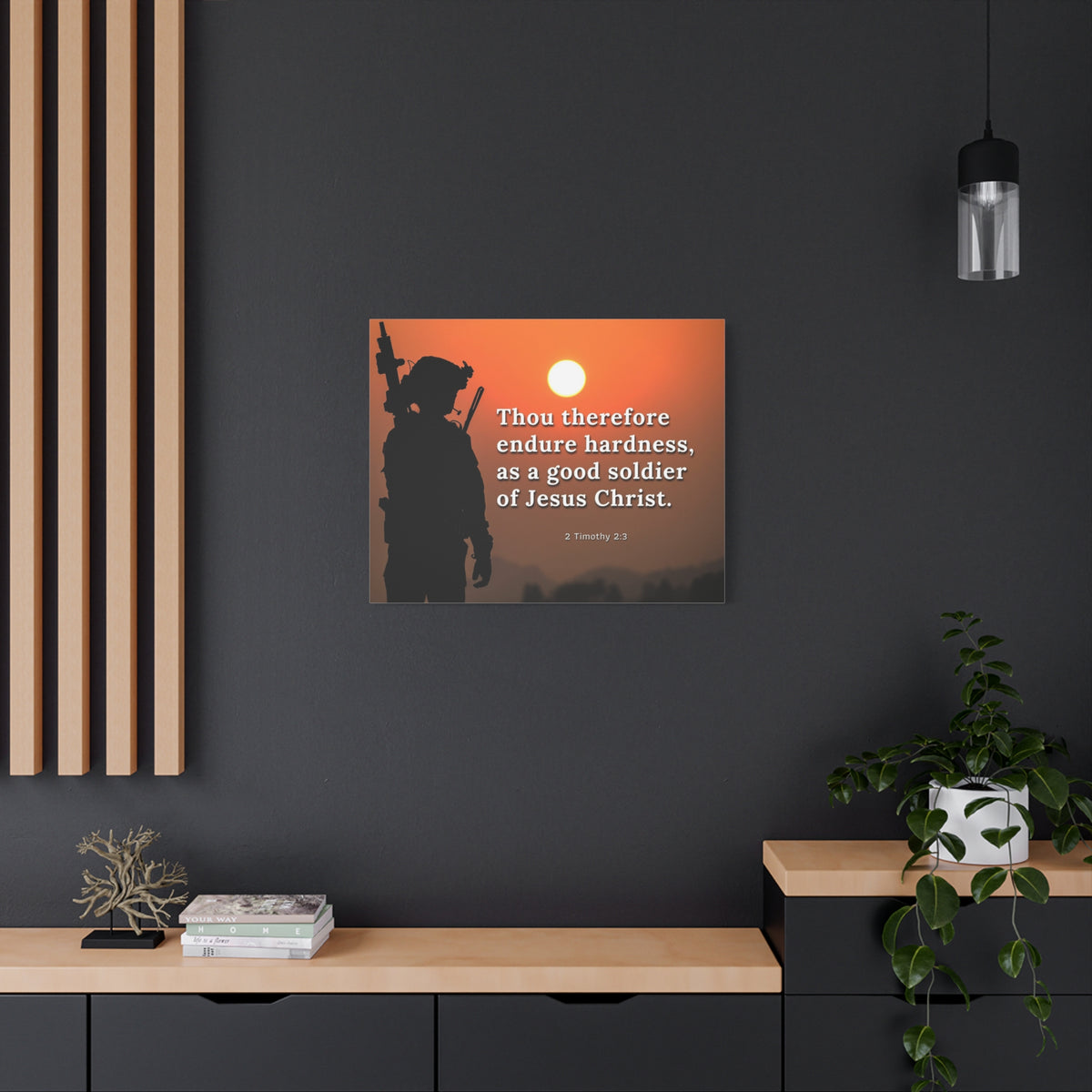 Scripture Canvas Endure Hardness 2 Timothy 2:3 Christian Wall Art Bible Verse Print Ready to Hang