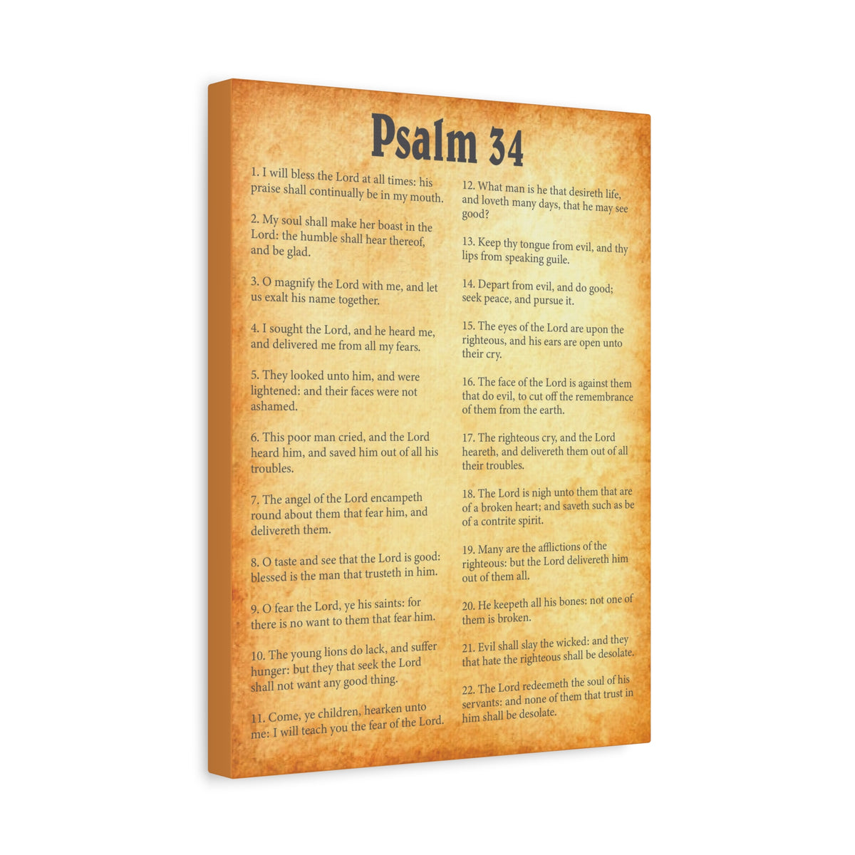 Scripture Walls Psalm 34 Gold Bible Chapter Canvas Christian Wall Art Ready to Hang