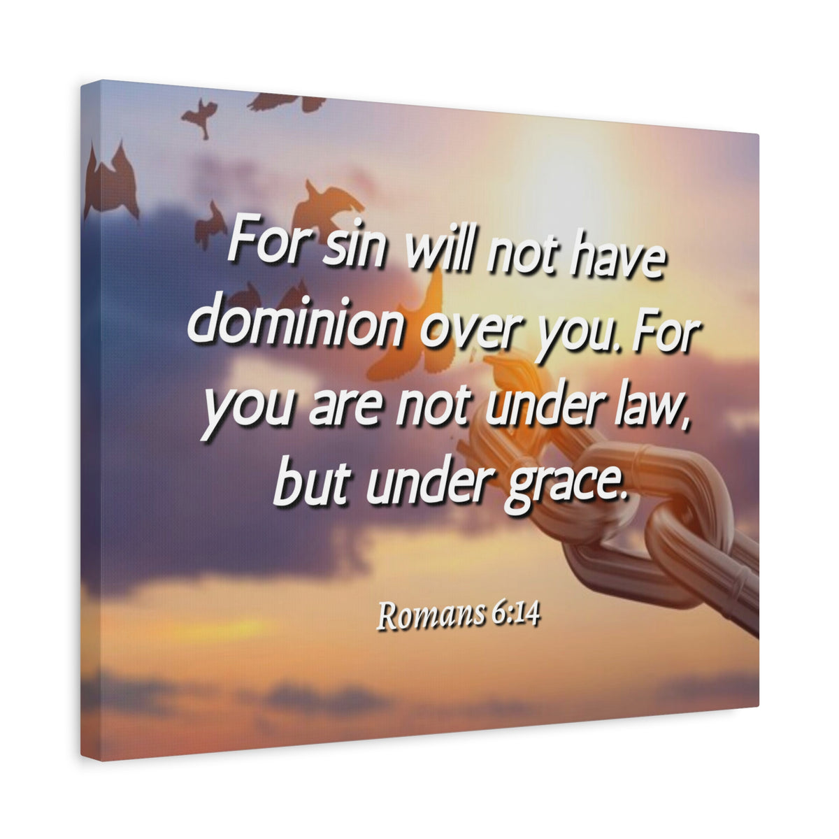 Scripture Canvas Grace Romans 6:14 Christian Wall Art Bible Verse Print Ready to Hang