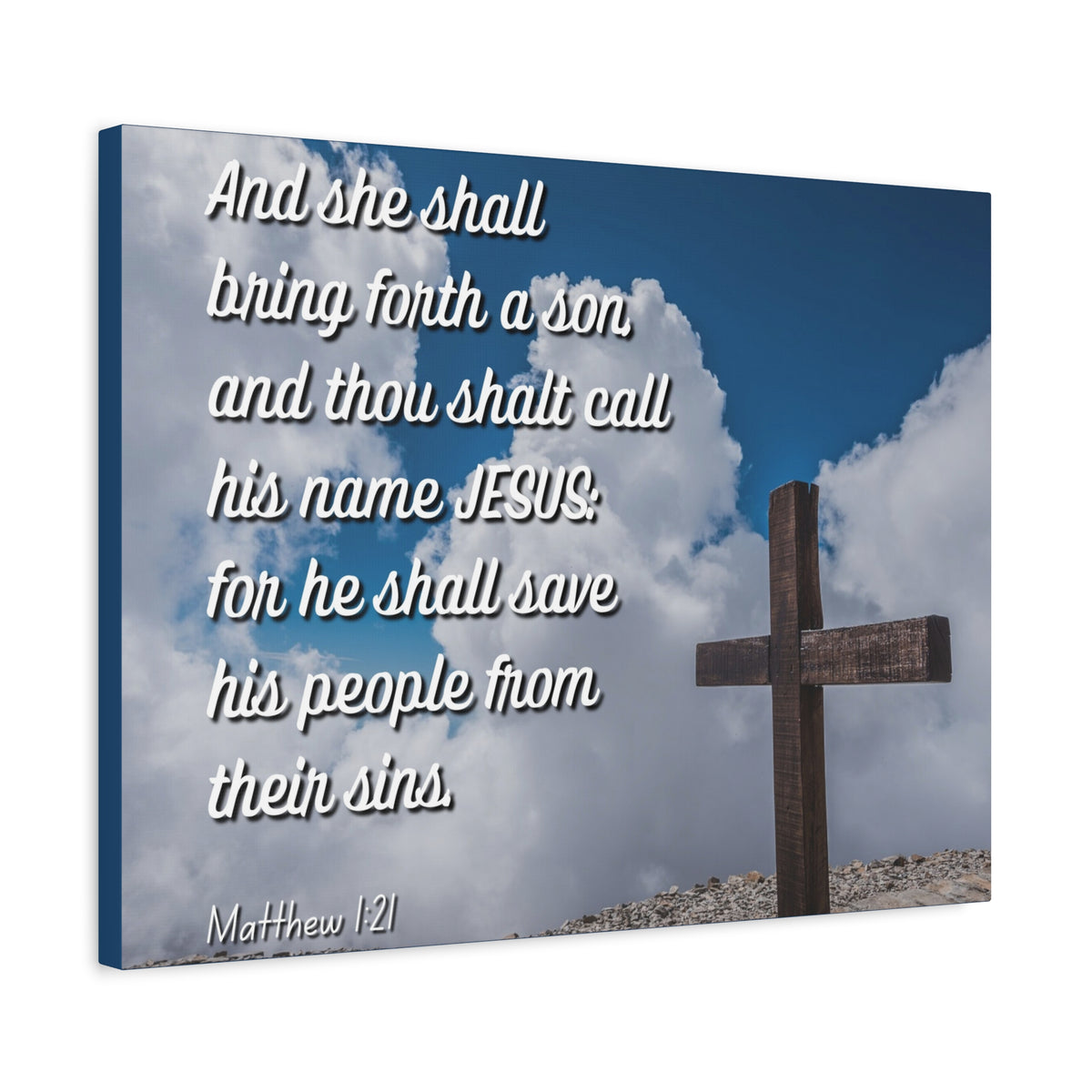 Scripture Canvas Save His People Matthew 1:21 Christian Wall Art Bible Verse Print Ready to Hang