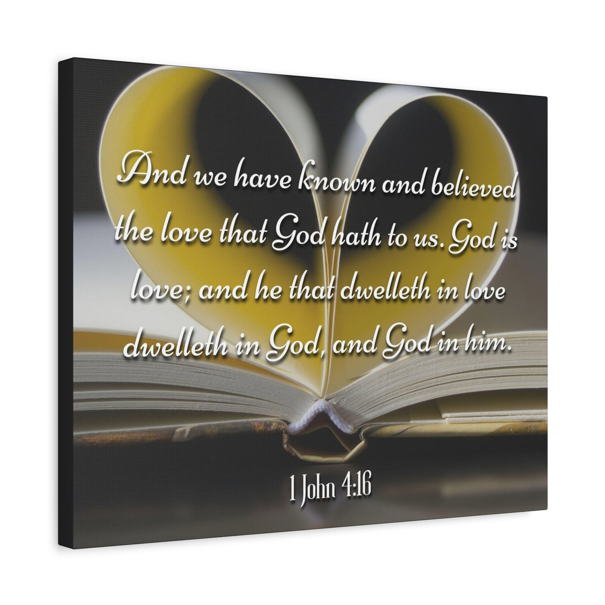 Scripture Canvas God Is Love 1 John 4:16 Christian Wall Art Bible Verse Print Ready to Hang