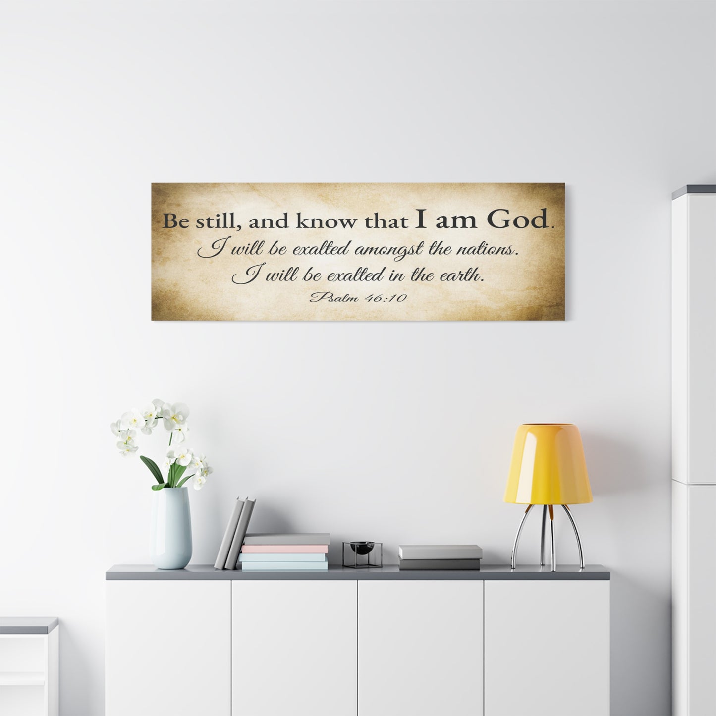 Scripture Walls Psalm 46:10 Gold Bible Verse Canvas Christian Wall Art Ready to Hang Unframed