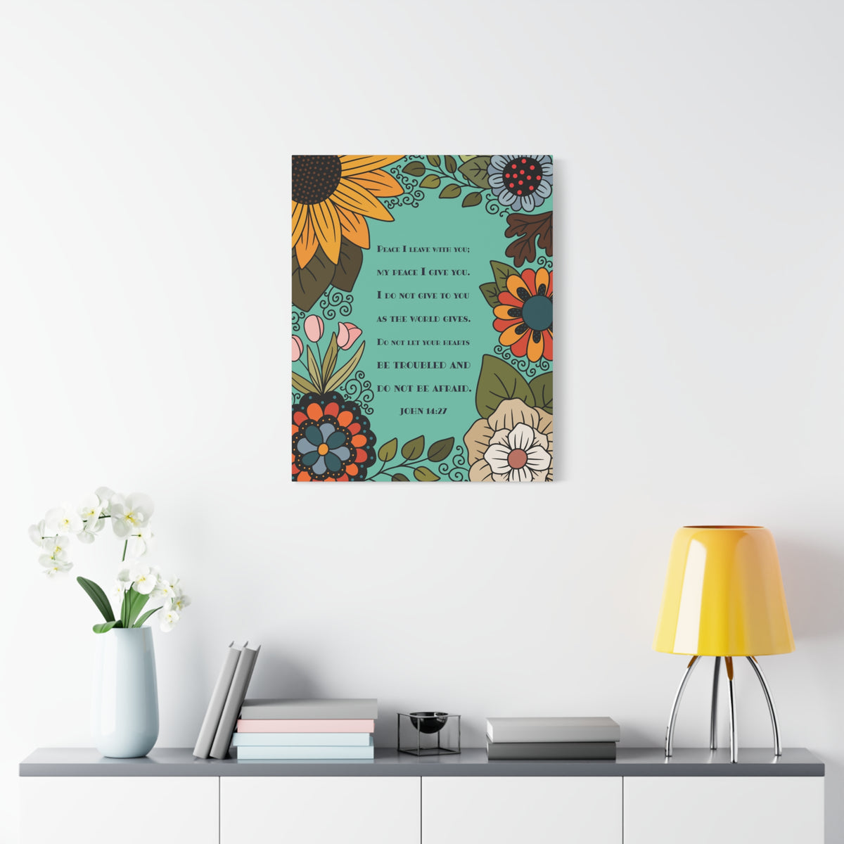 Scripture Canvas Peace I Live With You John 14:27 Christian Wall Art Bible Verse Print Ready to Hang