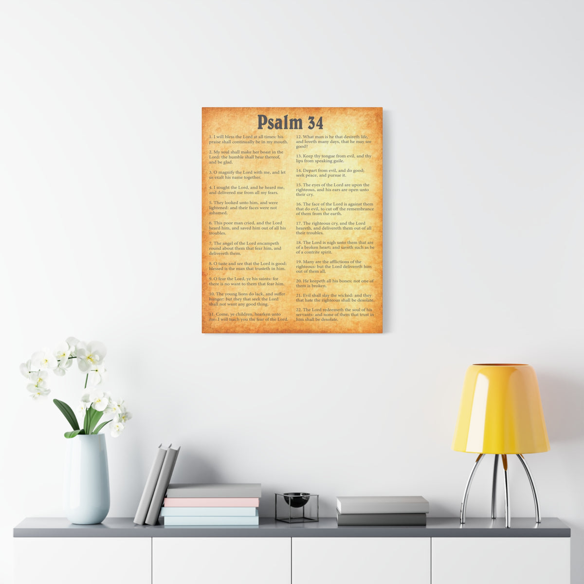 Scripture Walls Psalm 34 Gold Bible Chapter Canvas Christian Wall Art Ready to Hang