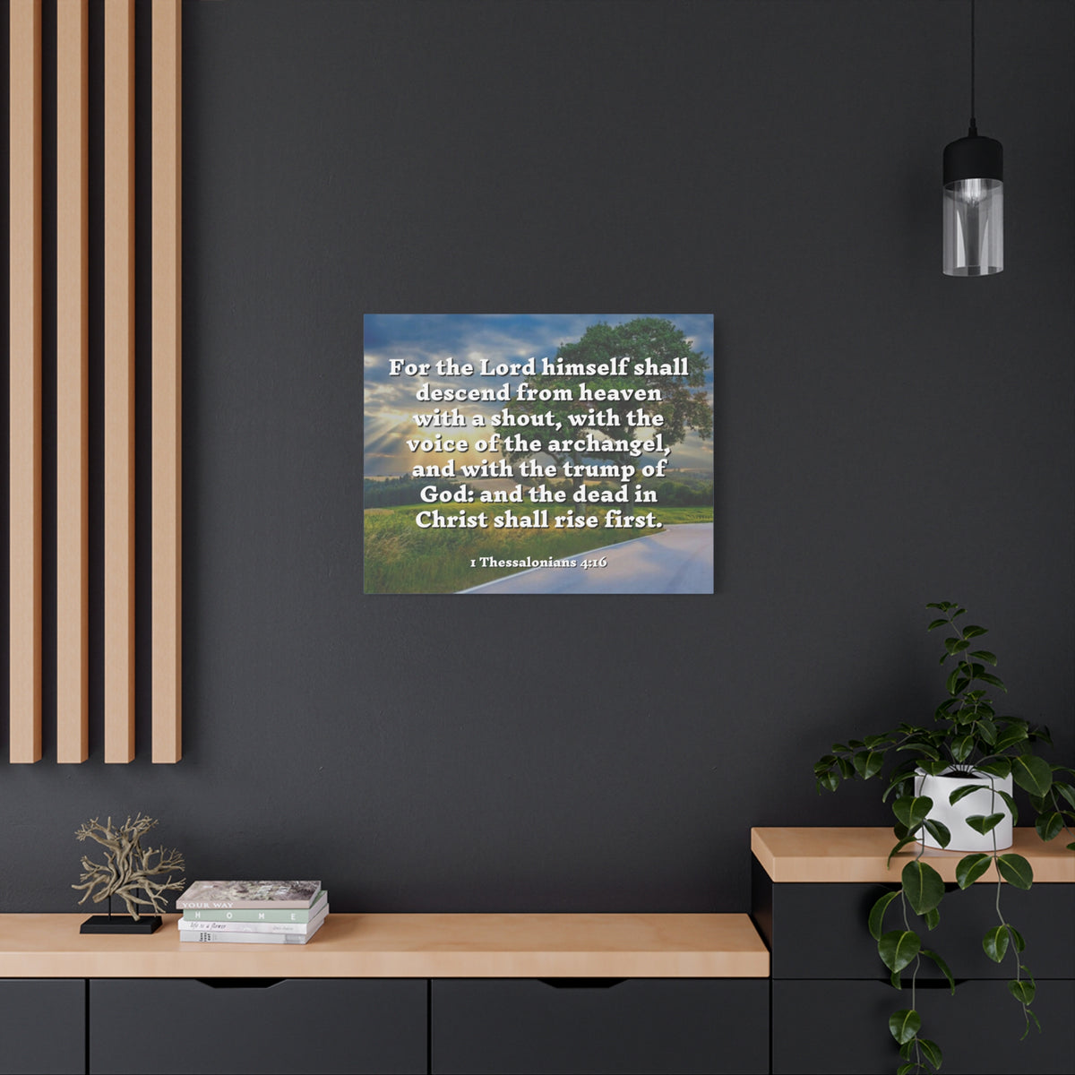 Scripture Canvas Rise 1 Thessalonians 4:16 Christian Wall Art Bible Verse Print Ready to Hang
