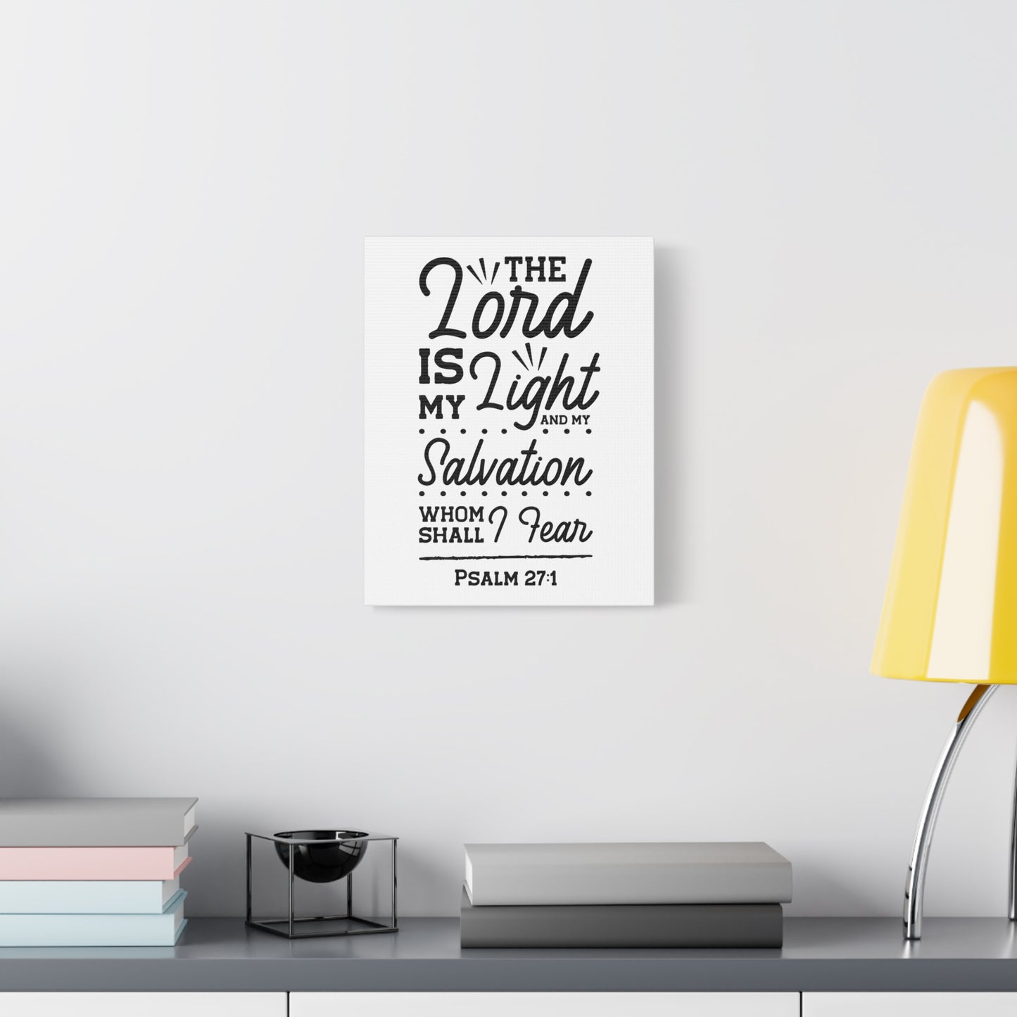 Scripture Canvas Lord Is My Light Psalm 27:1 Christian Wall Art Bible Verse Print Ready to Hang