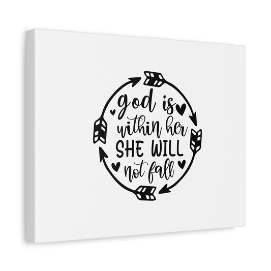 Scripture Canvas God Is Within Her She Will Not Fall Psalm 46:5 Christian Wall Art Bible Verse Print Ready to Hang